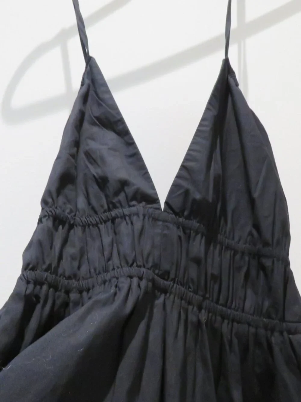 J.CREW COLLECTION Oahu V-Neck Tiered Maxi Dress in Black Cotton Poplin Large